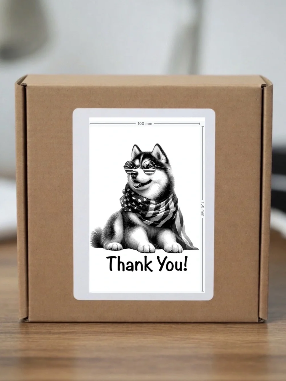 Patriotic Husky Thank You Stickers 4”x6”-100ct.